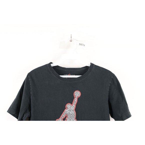Nike Air Jordan Boys Large Faded Big Jumpman Logo Short Sleeve T-Shirt Black - Picture 2 of 8